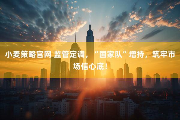 小麦策略官网 监管定调，“国家队”增持，筑牢市场信心底！